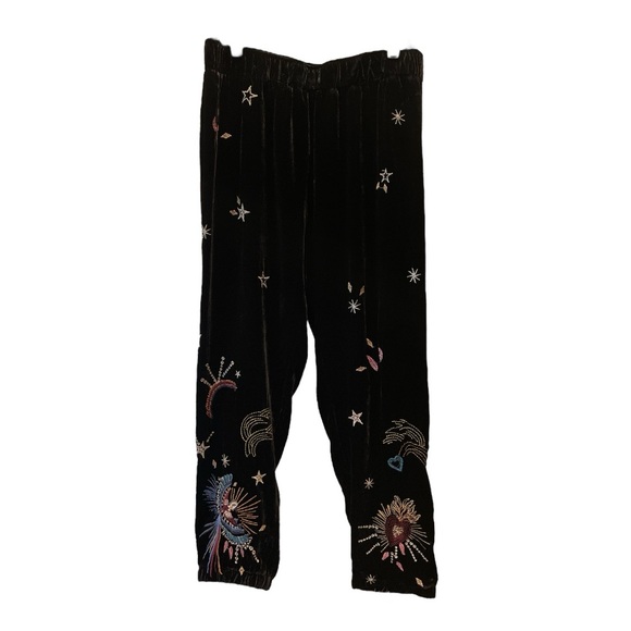 Johnny Was Victoria Black Velvet Joggers - Picture 2 of 6